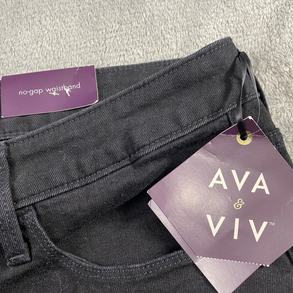 AVA & VIV Womens Black High Rise Flare Jeans‎ Tummy Control Size 18 - Picture 4 of 16